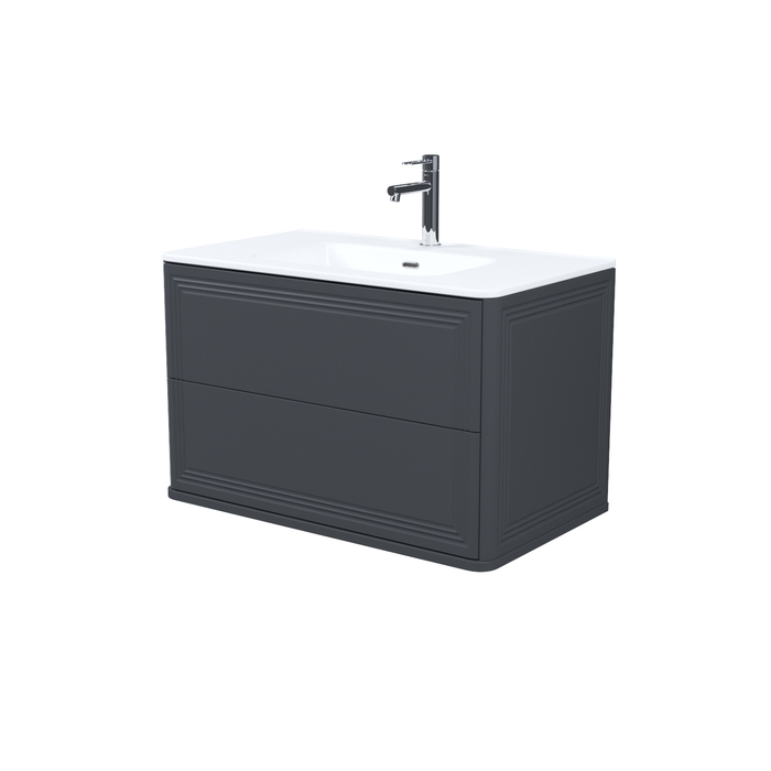 Тумба с умывальником, подвесная, 80 см, темно-серый, Oxford Neo, IDDIS, (OXN80D0i95K) - фото 1