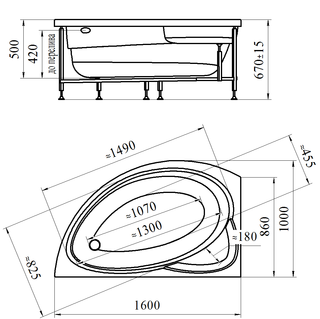 Акриловая ванна Радомир (Vannesa) Модерна 160х100 (левосторонняя)(2-01-0-1-1-214) - фото 3