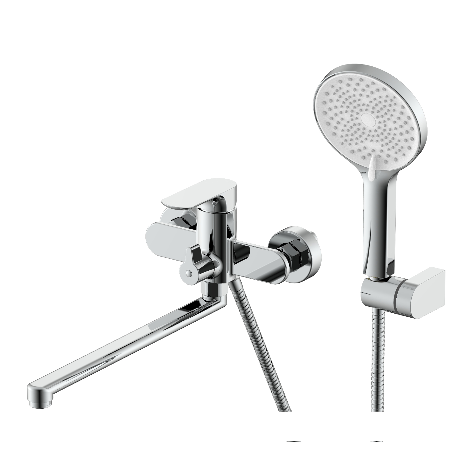 Смеситель Raglo для ванны и душа универсальный поворотный излив 30 см, хром (R03.22)