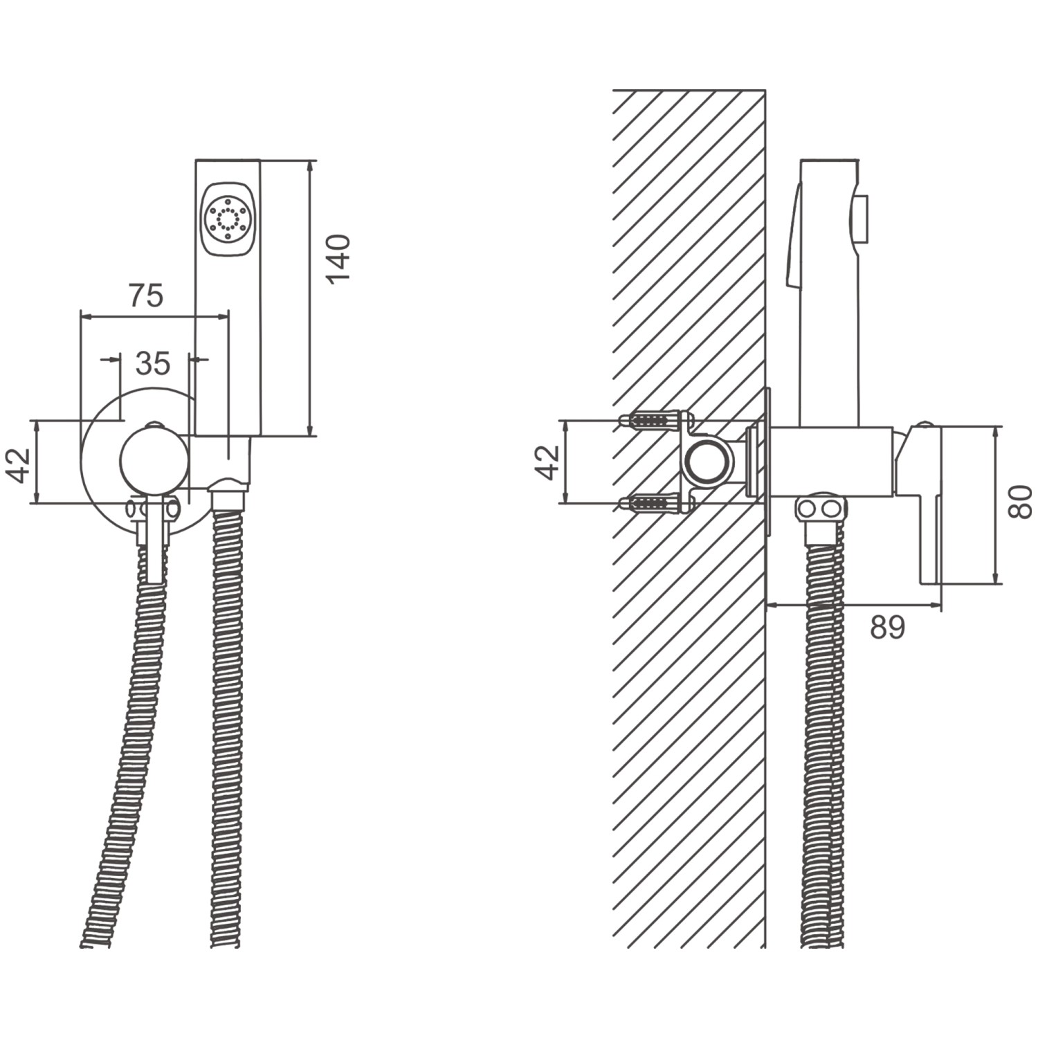 Смеситель BELZ с гигиенической лейкой оружейная сталь (B55804-3) - фото 2