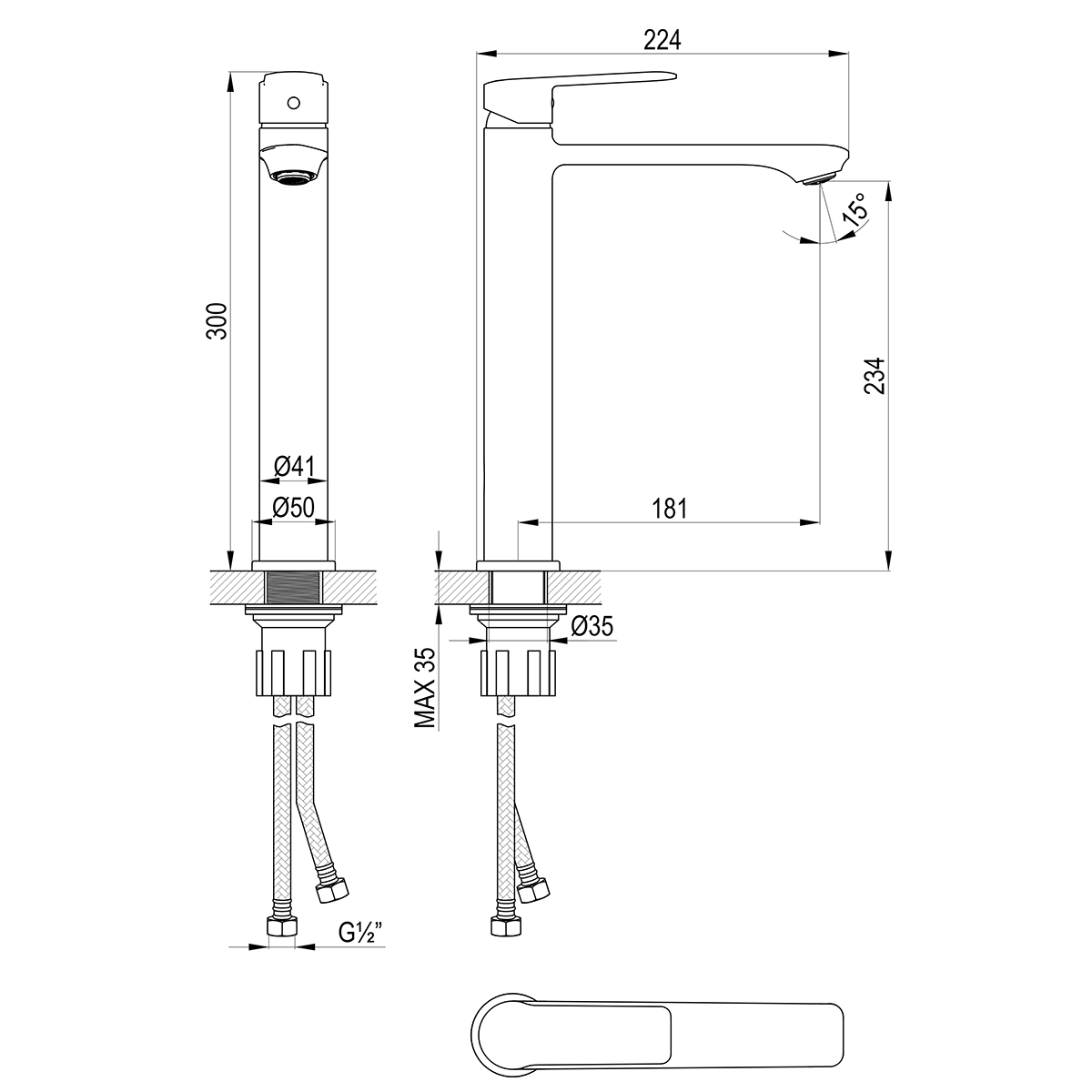 Смеситель DECOROOM DR28 для умывальника высокий монолитный (DR28013) - фото 2