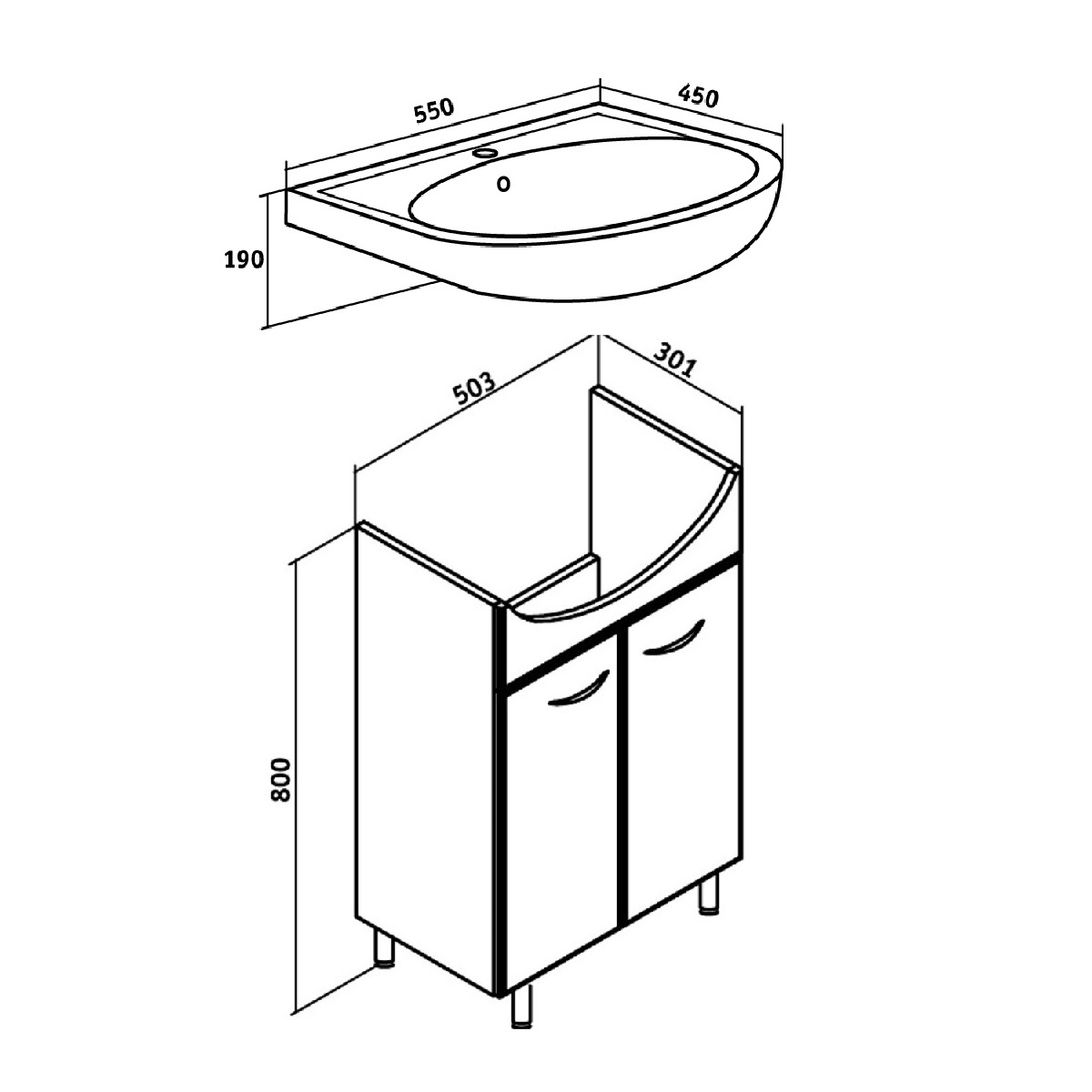 Тумба Runo Уют 55 под умывальник 00000000153 (Уют 55) (00000000066) - фото 3