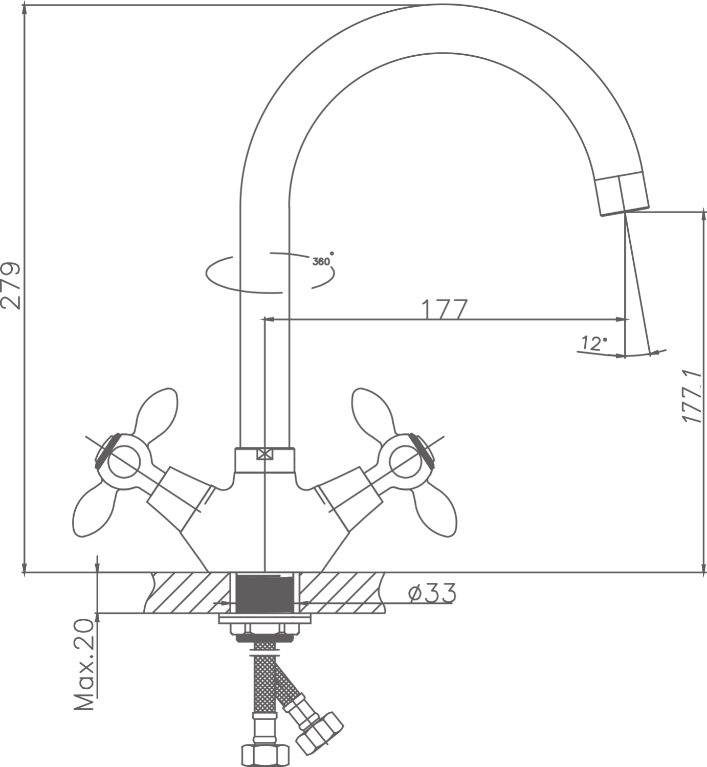 Смеситель для кухни Cron хром (CN4627) - фото 2