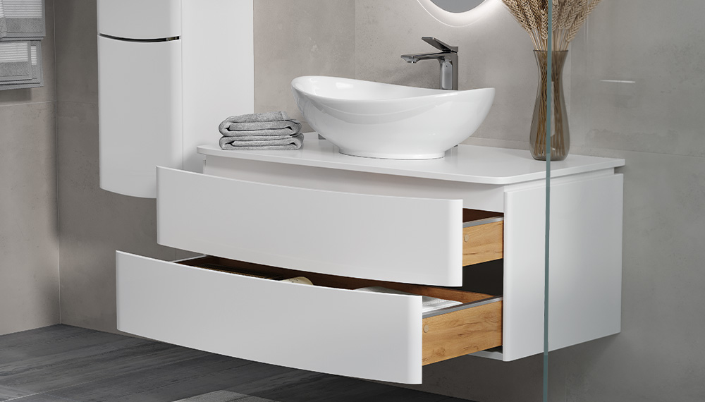 Тумба Velvex Luna 1000-0-2 со столешницей навесная белый под раковину 7027A (tp.LUN.100.2Y) - фото 3