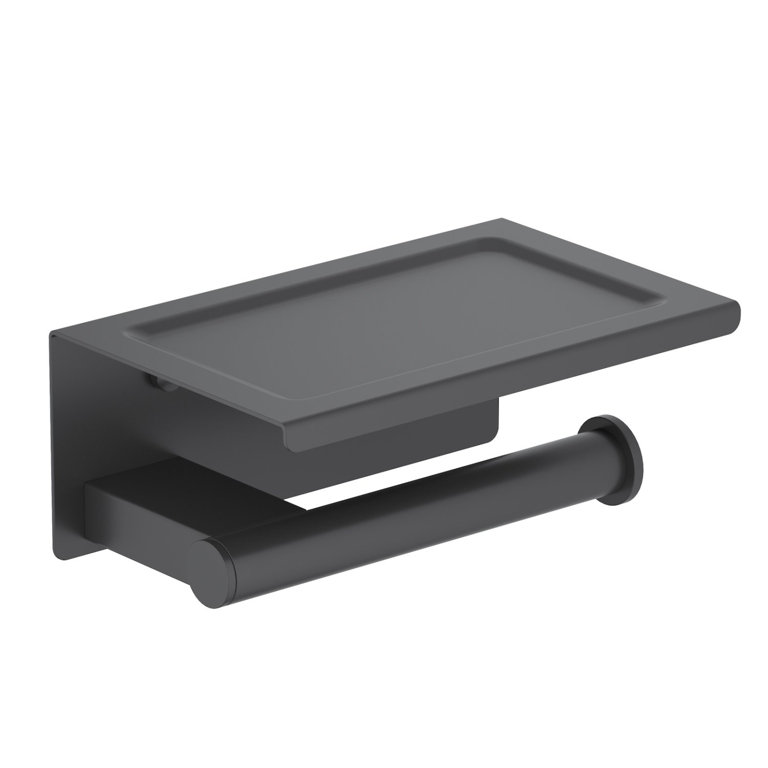 Бумагодержатель с полкой для телефона Timo Luiro черный (18543/03) - фото 1