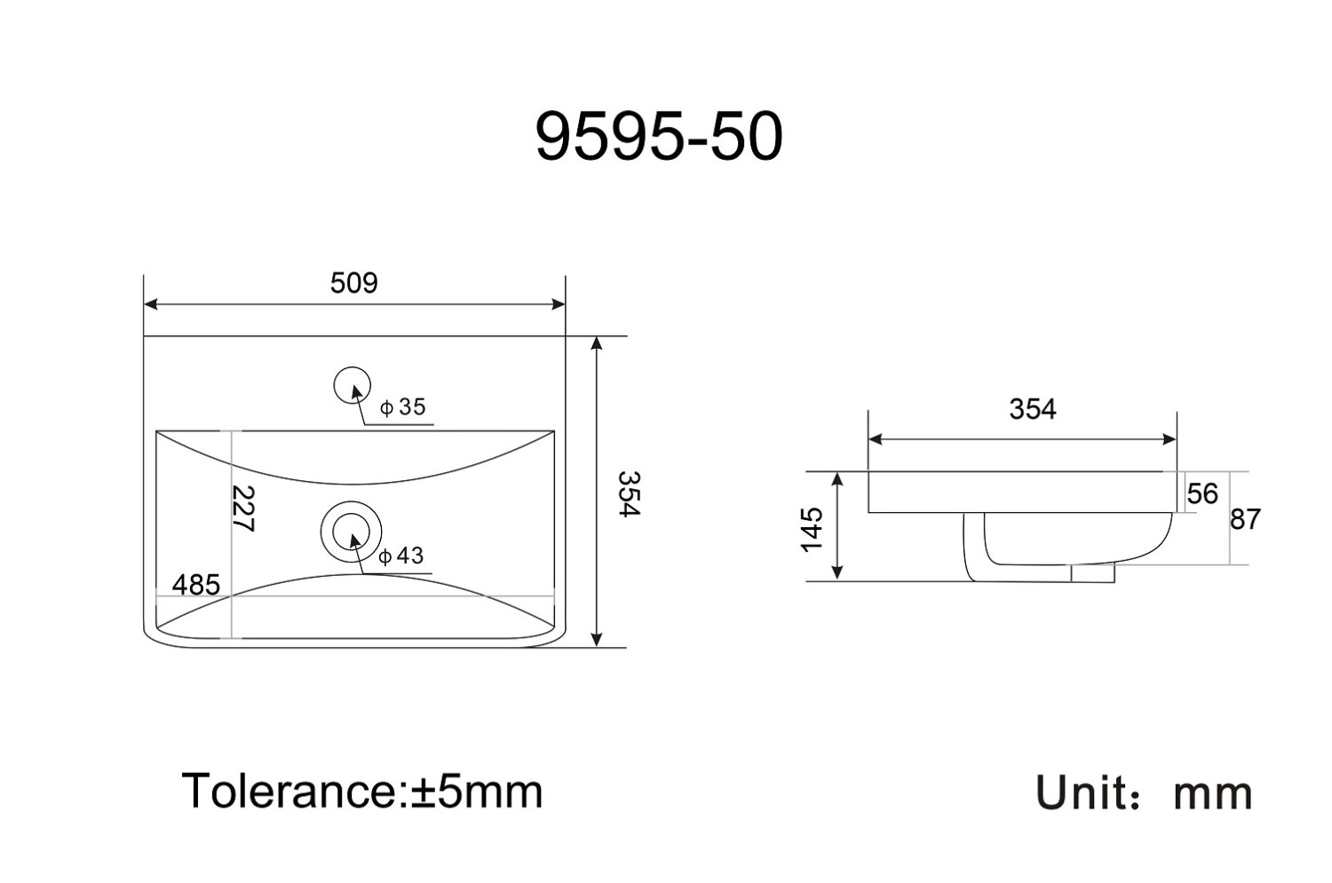 Раковина VIGO керамическая модель (9595(50)) - фото 4