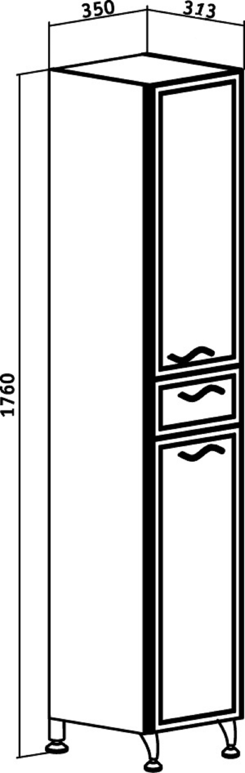 Пенал Runo правый с корзиной для белья Севилья 35 (00000000601) - фото 4