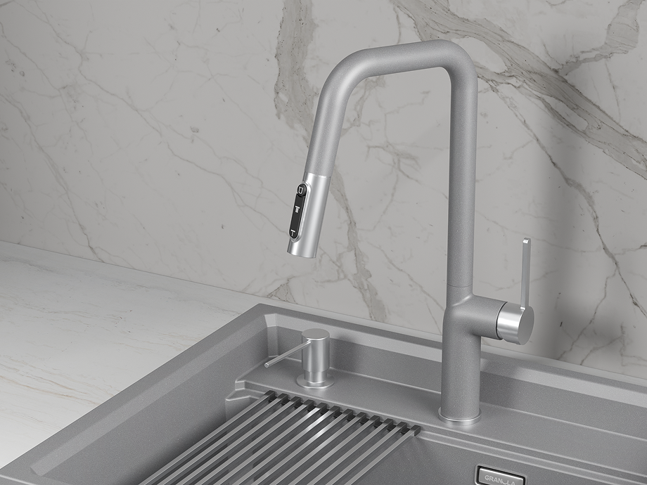 Смеситель для кухни GRANULA (9011, АЛЮМИНИУМ) - фото 2
