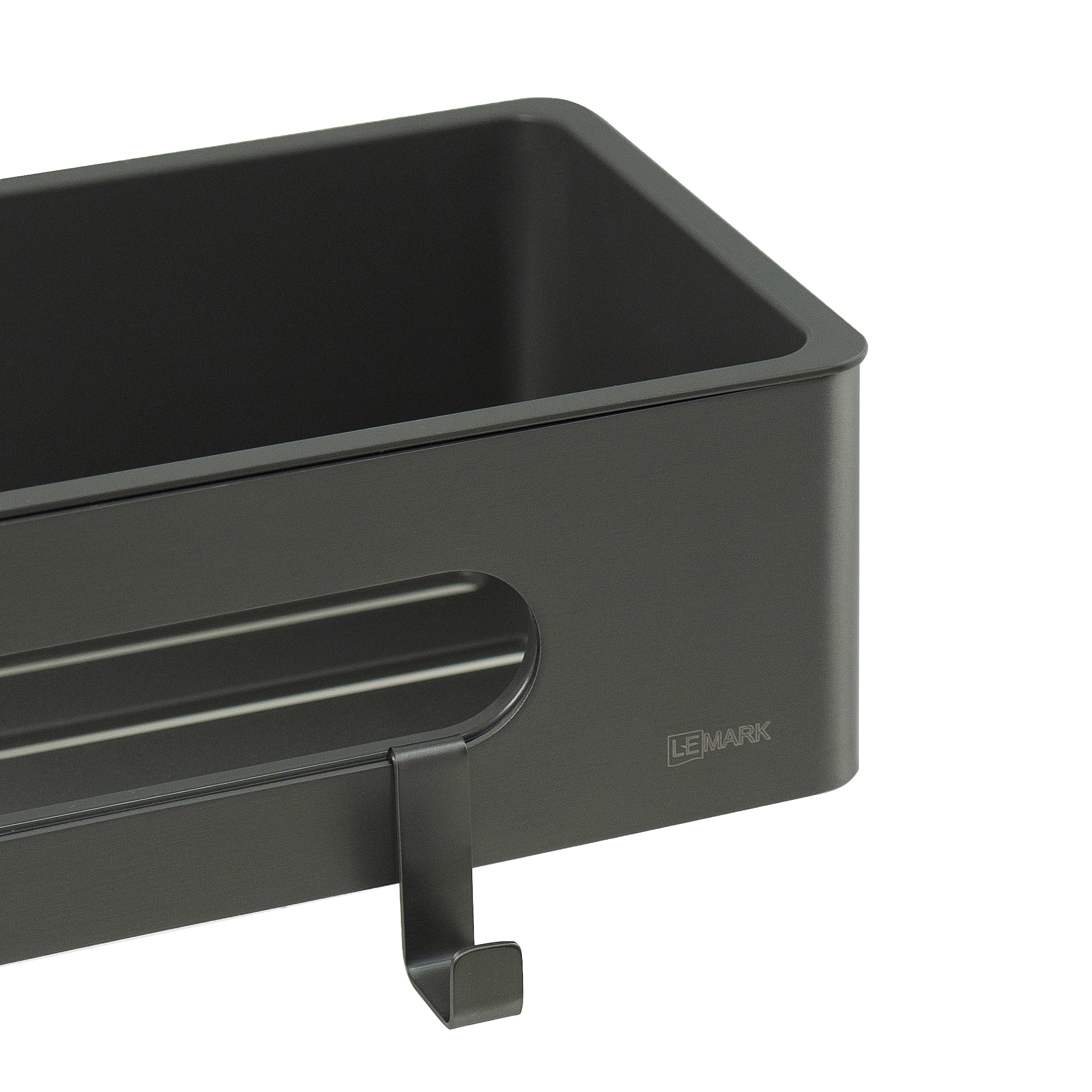 Полка для душа прямая Lemark SHELF LINE из нерж. стали с крючками, графит/вставка-пластик графит (9776045) Полка для душа прямая Lemark SHELF LINE из нерж. стали с крючками, графит/вставка-пластик графит (9776045) - фото 4