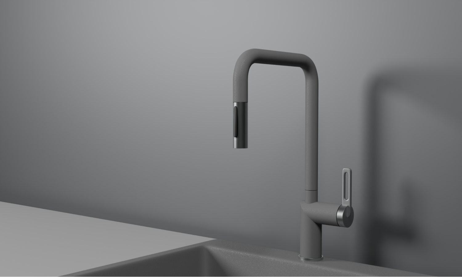 Смеситель для кухни GRANULA с выдвижным изливом (8173, АЛЮМИНИУМ) - фото 1