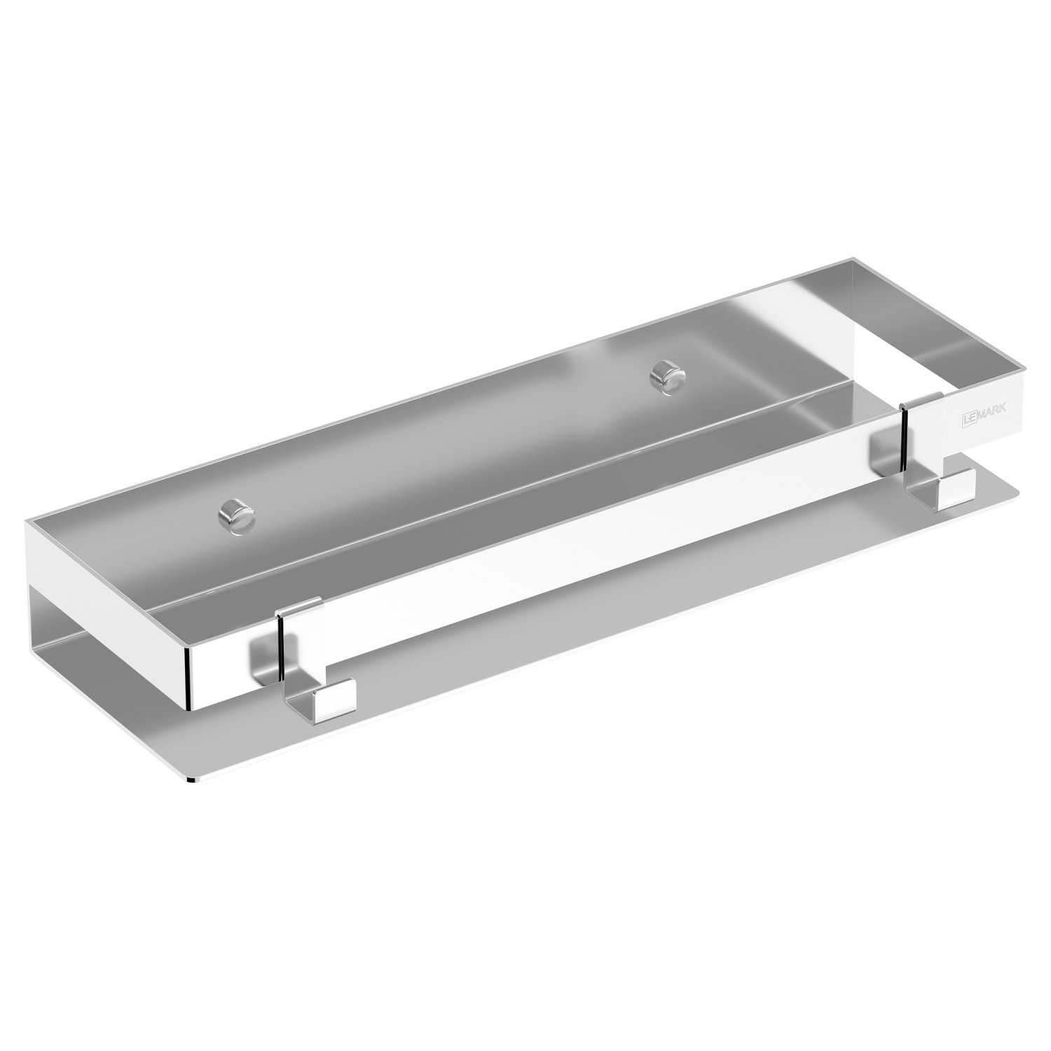 Полка для душа прямая Lemark SHELF LINE 400 мм из нерж. стали с крючками, хром (9771052) - фото 1