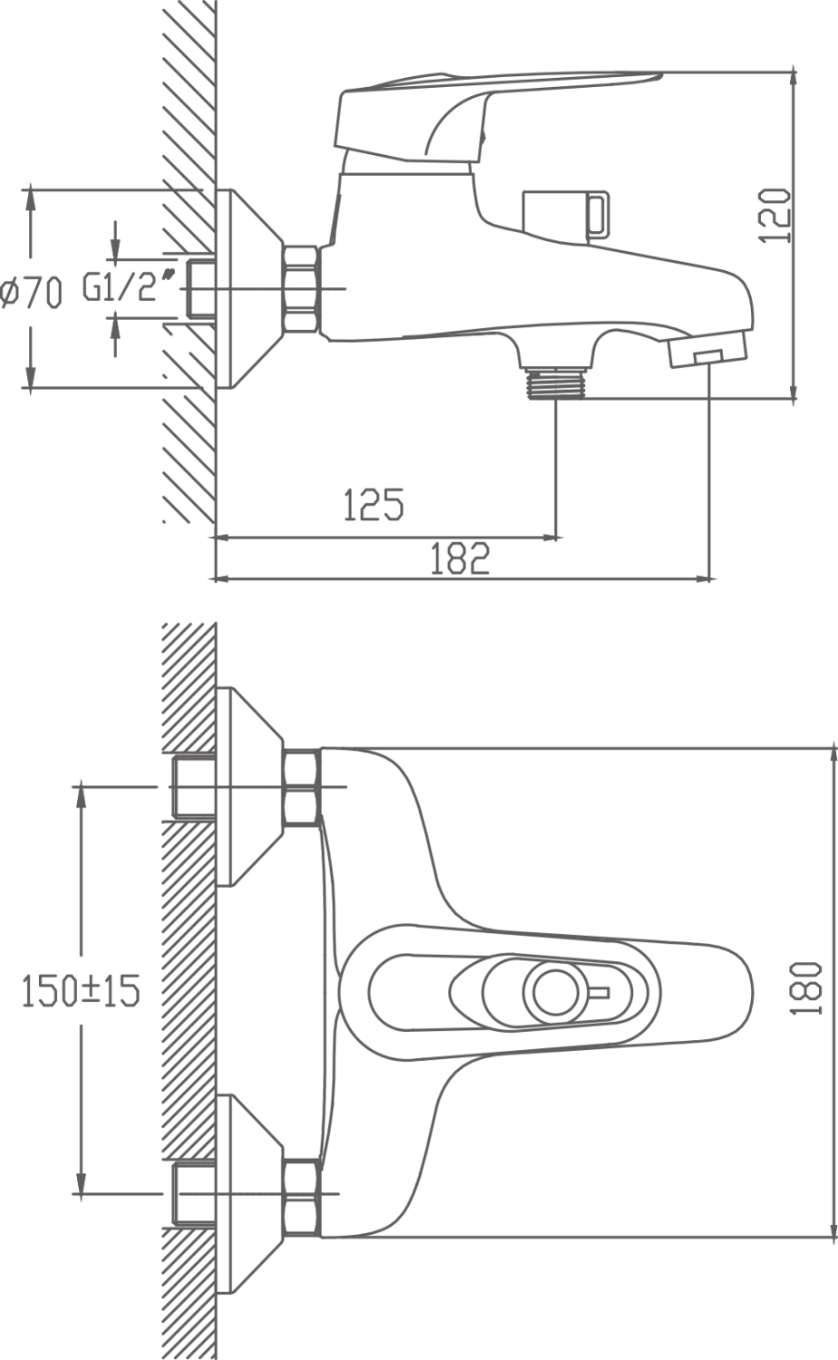 Смеситель для ванны Cron хром (CN3204) - фото 2