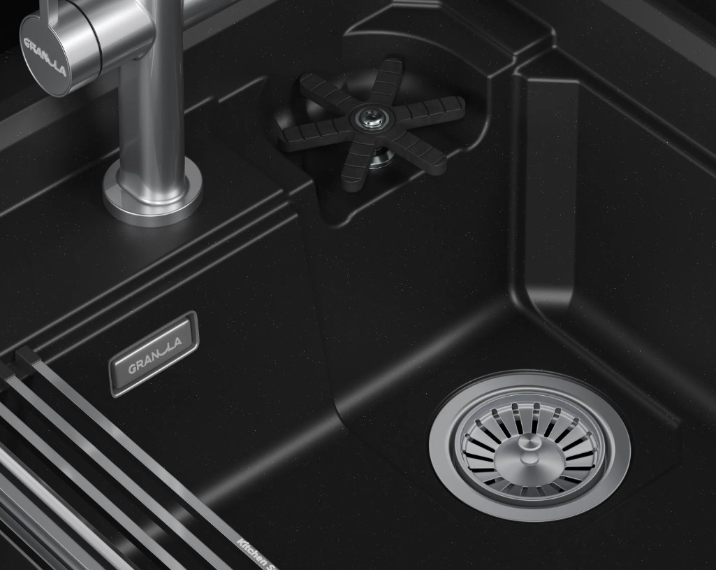 Кухонная мойка GRANULA KITCHEN SPACE RINZER кварц (5807R, ШВАРЦ) - фото 4