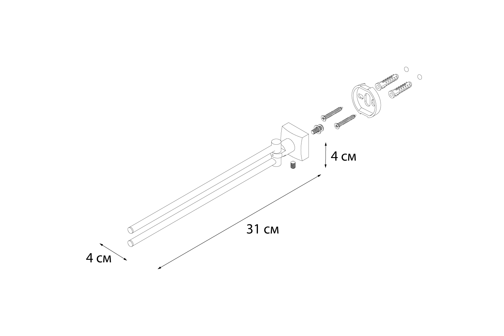 Полотенцедержатель FIXSEN Kvadro рога 2-ой (FX-61302A) - фото 2