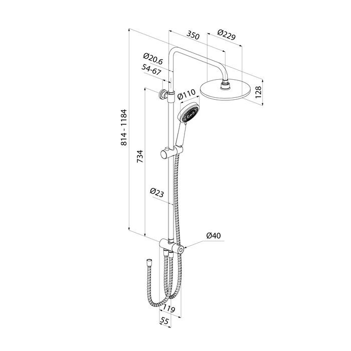 Душевой гарнитур с верхней лейкой IDDIS Zodiac X, хром (ZDX3F0Ci76) - фото 12