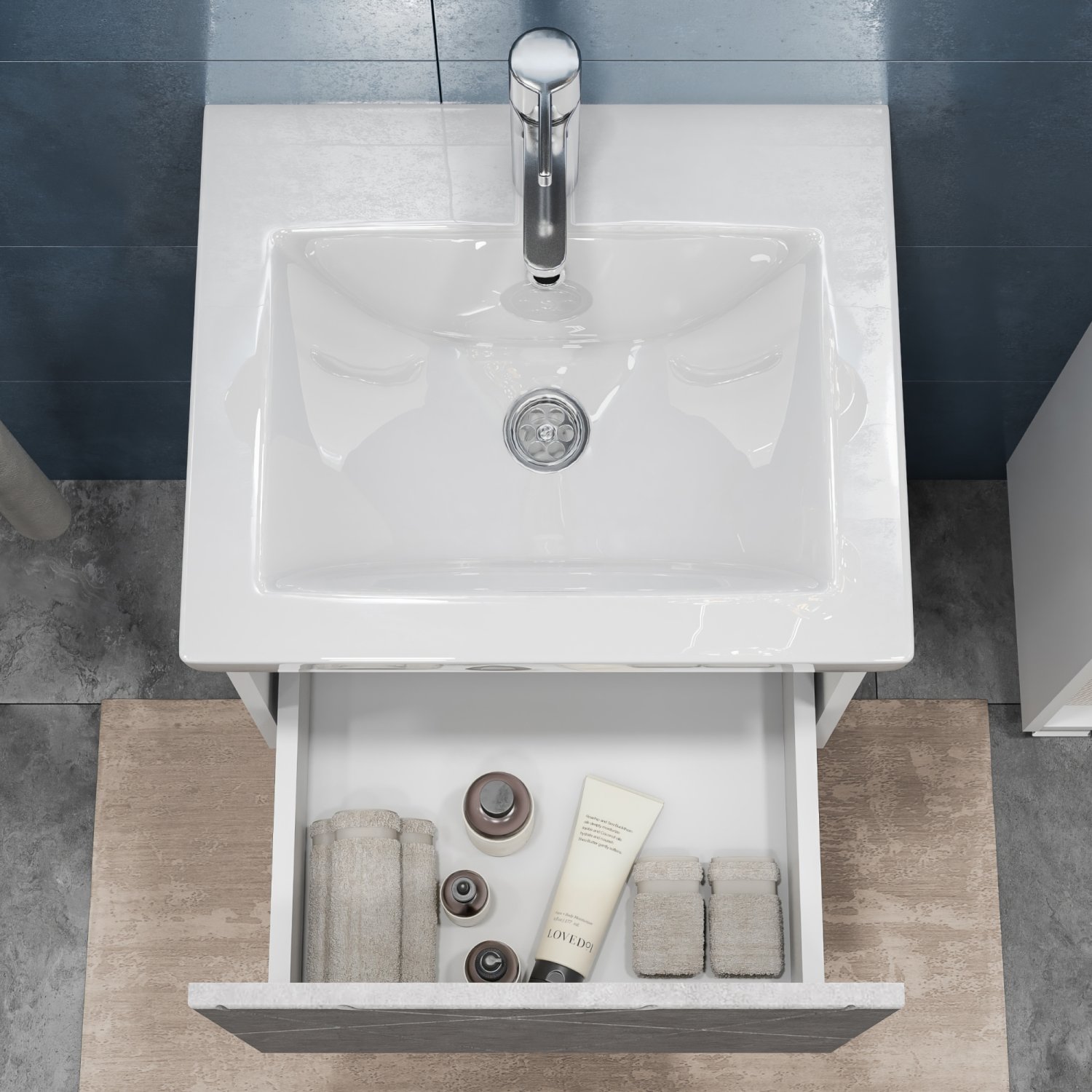 Тумба VIGO Geometry 500-0-1 навесная бетон под раковину Ц0000008205 (Como) (032 бетон) - фото 2