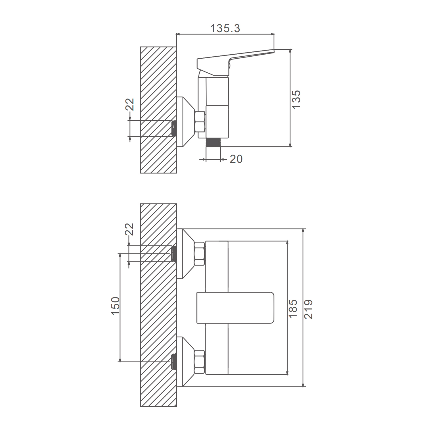 Смеситель Prohanss для душа без излива, хром (P60.20) - фото 2