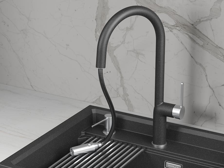 Смеситель для кухни GRANULA (9010, ЧЕРНЫЙ) - фото 3
