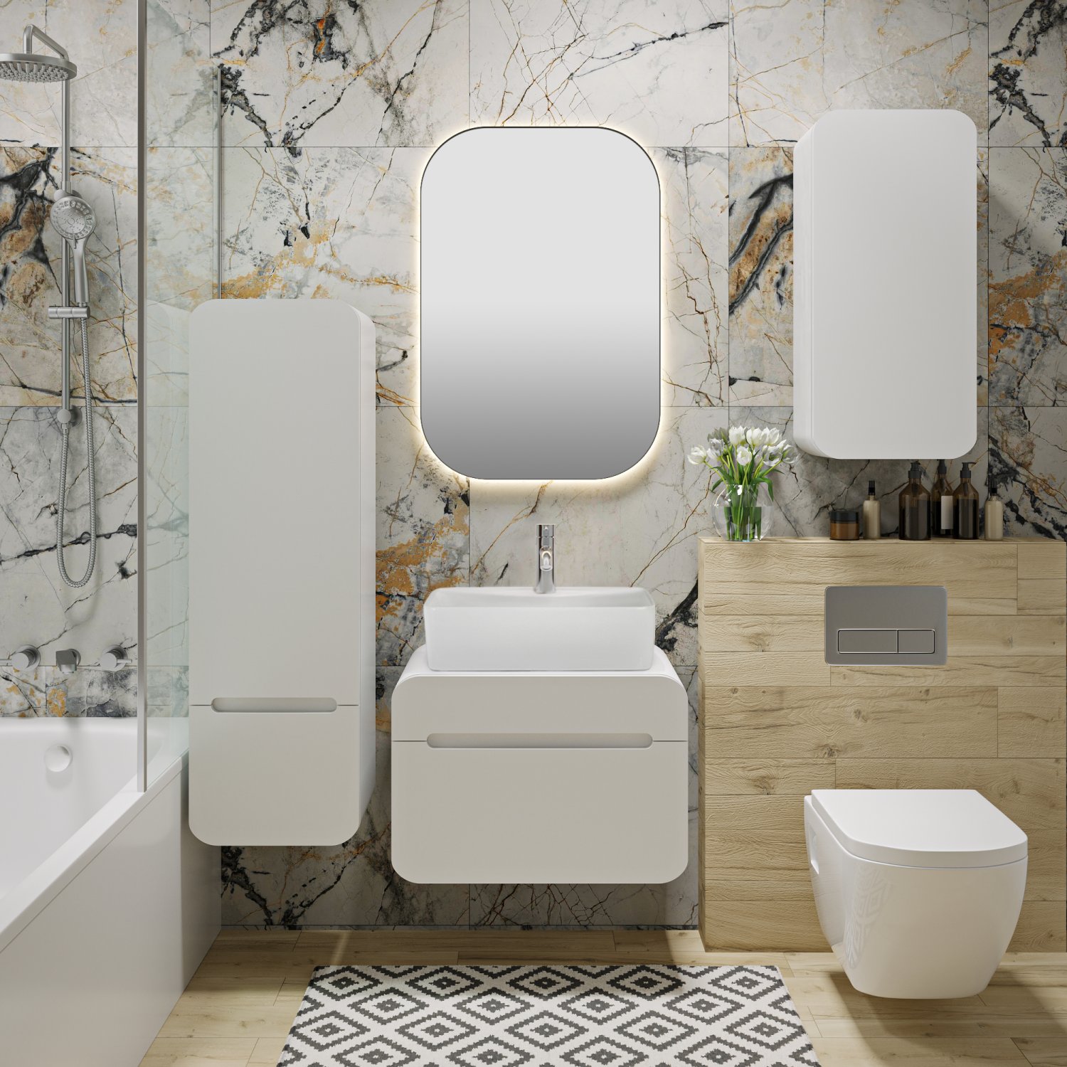 Шкаф навесной Runo Ницца 35 белый правый (00-00002125) - фото 2