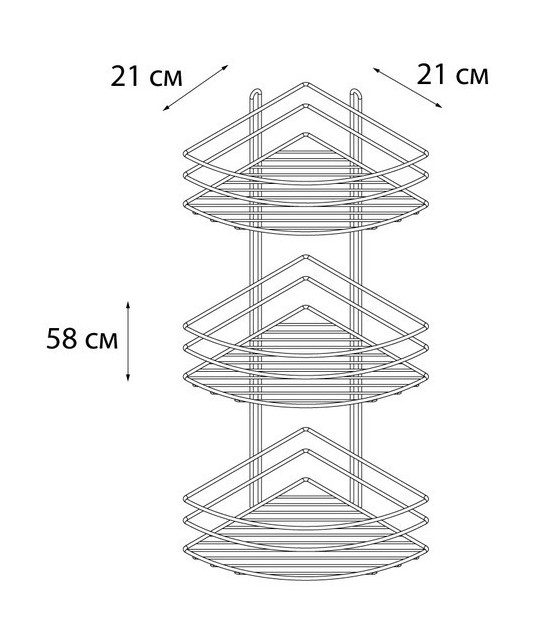 Полка угловая трехэтажная хром (GR-820-3) - фото 3