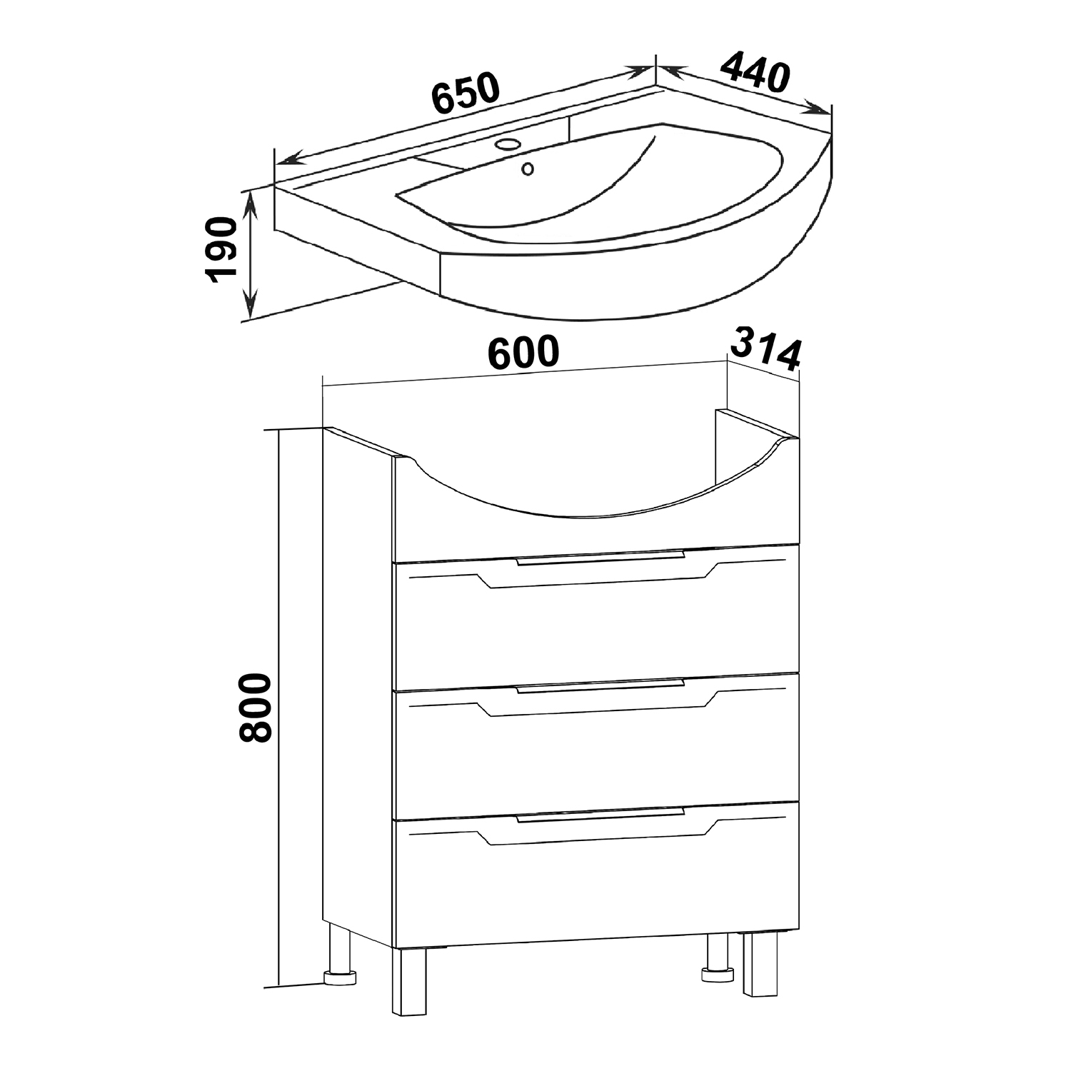 Тумба Runo Верона 65 под умывальник 00000000438 (Элеганс 65) (00000001145) - фото 4