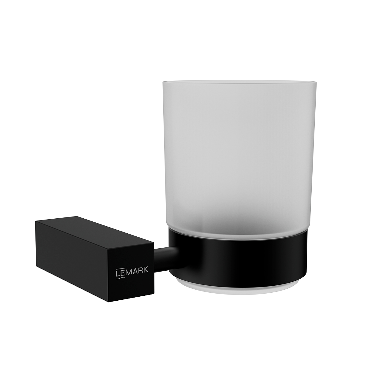 Стакан для ванной Lemark VALDAY подвесной, сталь, стекло, матовый черный (LMA-8135S-BL)