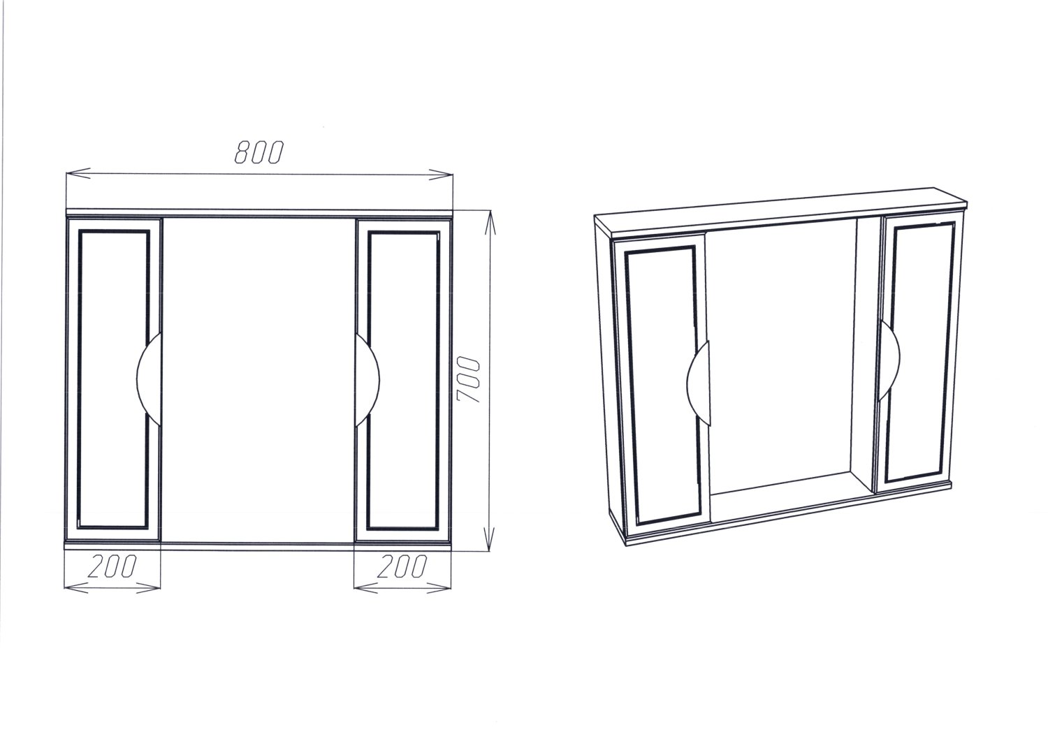 Зеркальный шкаф VIANT "Лима" 100 без света 160х950х700 (VLIM100-ZSH) - фото 3
