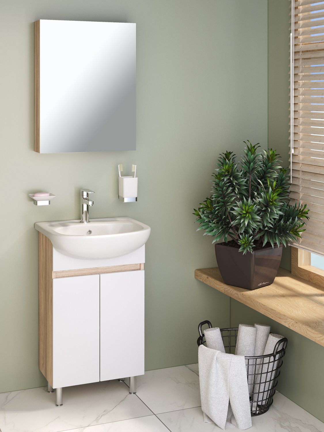 Тумба Runo Лада 50 блэквуд/белый под умывальник 00000000152 (Уют 50) (00-00004575) - фото 3