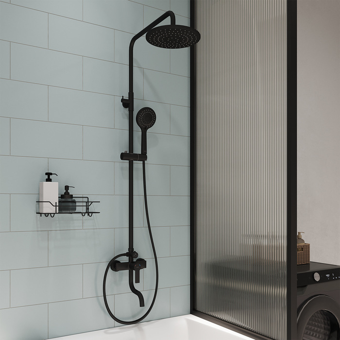 Душевая система с тропическим душем Milardo Stripe черный матовый (STRBL5FM06) - фото 2