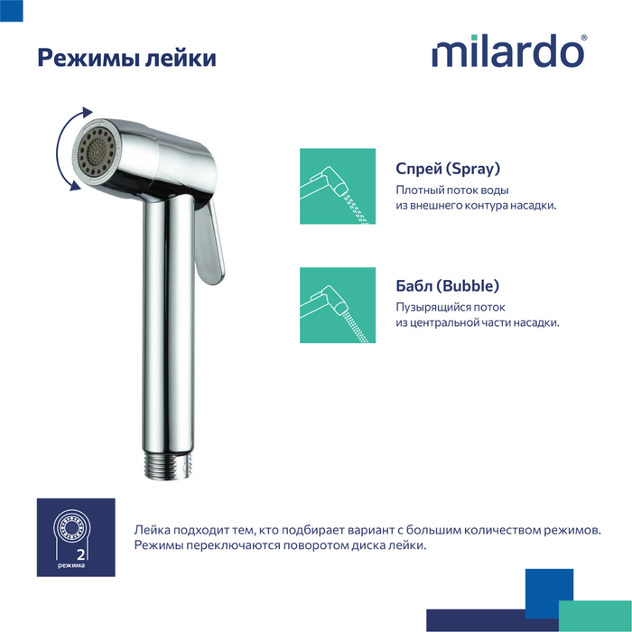 Гигиеническая лейка Milardo Эссеншл (Essential) (ESS2FCRM20) - фото 5