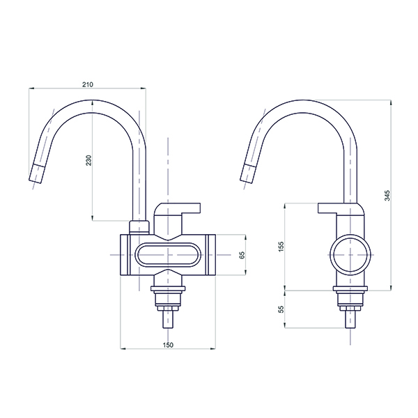 Смеситель-водонагреватель проточного типа WH-003 (3,3 кВт, УЗО, кухня, индикатор темп) MIXLINE - фото 3