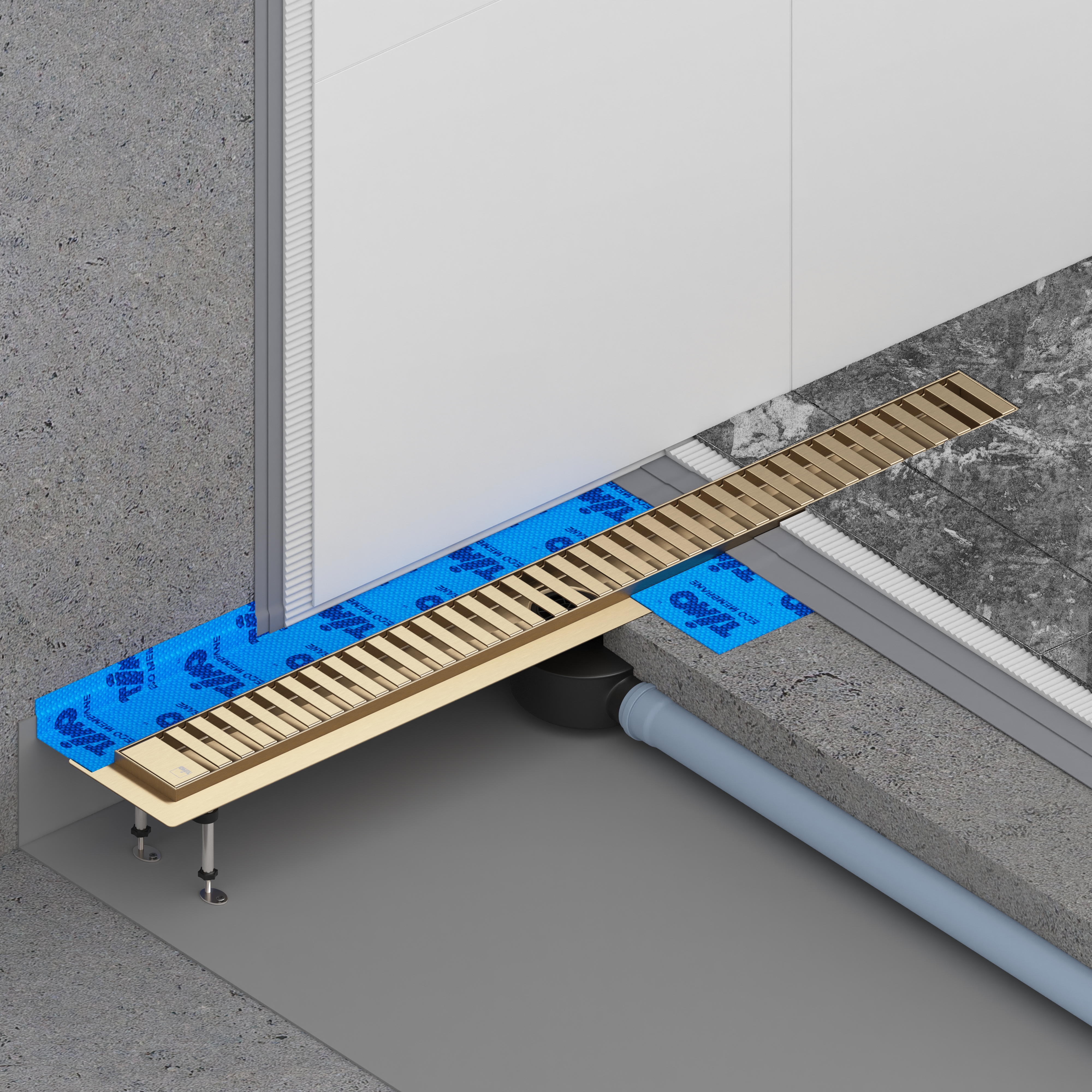Душевой лоток TIMO Drain System 900 с вставкой "lines", Золото матовое (DS230109/17) Душевой лоток TIMO Drain System 900 с вставкой "lines", Золото матовое (DS230109/17) - фото 4