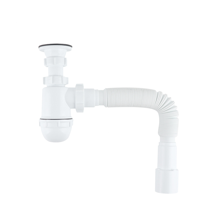 Сифон бутылочный IDDIS Optima Home 1.1/4x40мм, с выпуском и гофротрубой 40/50мм (900BVG0010VD)