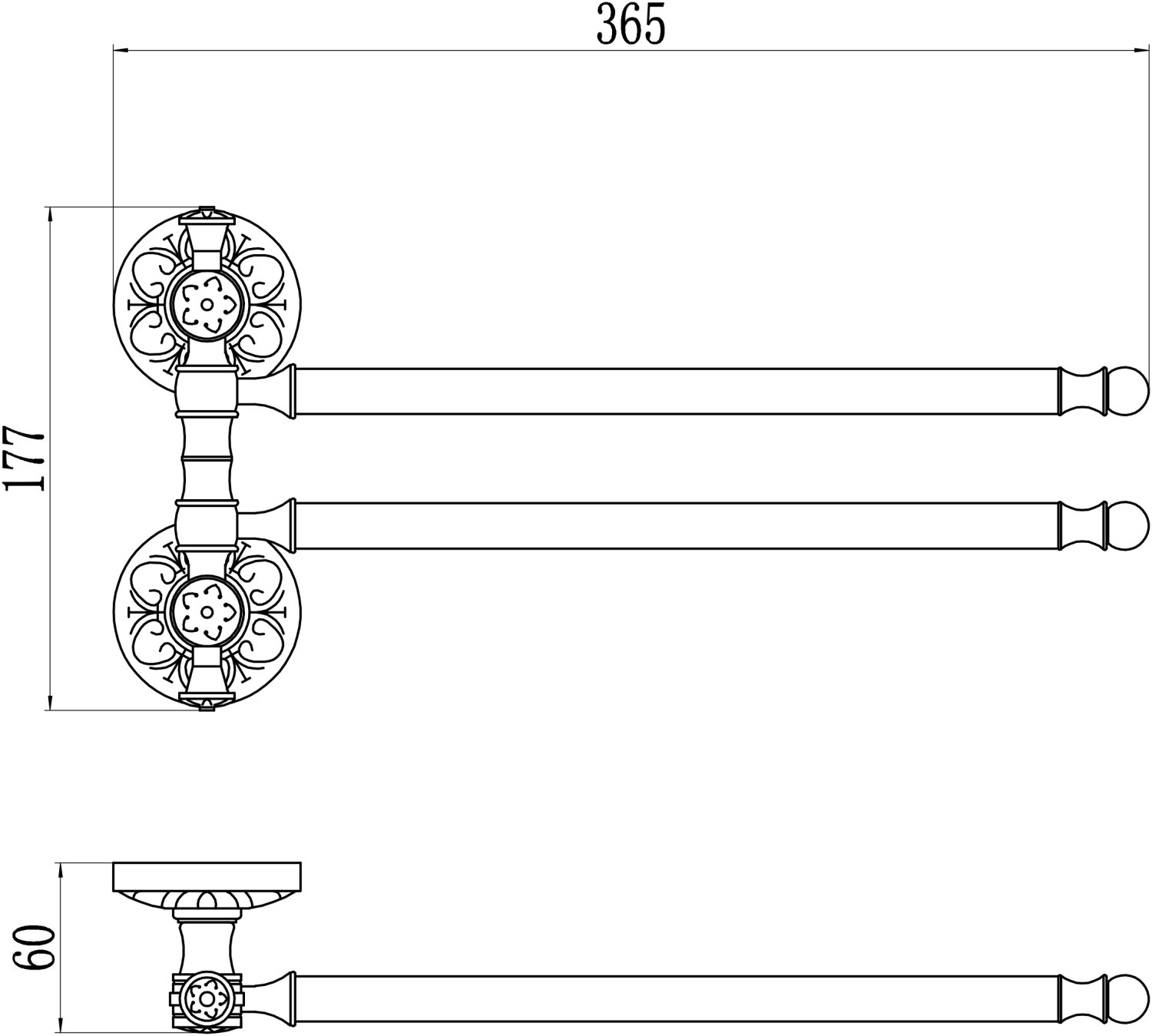 Держатель для полотенец поворотный (2-ой) Savol 58а (S-005802A) - фото 2