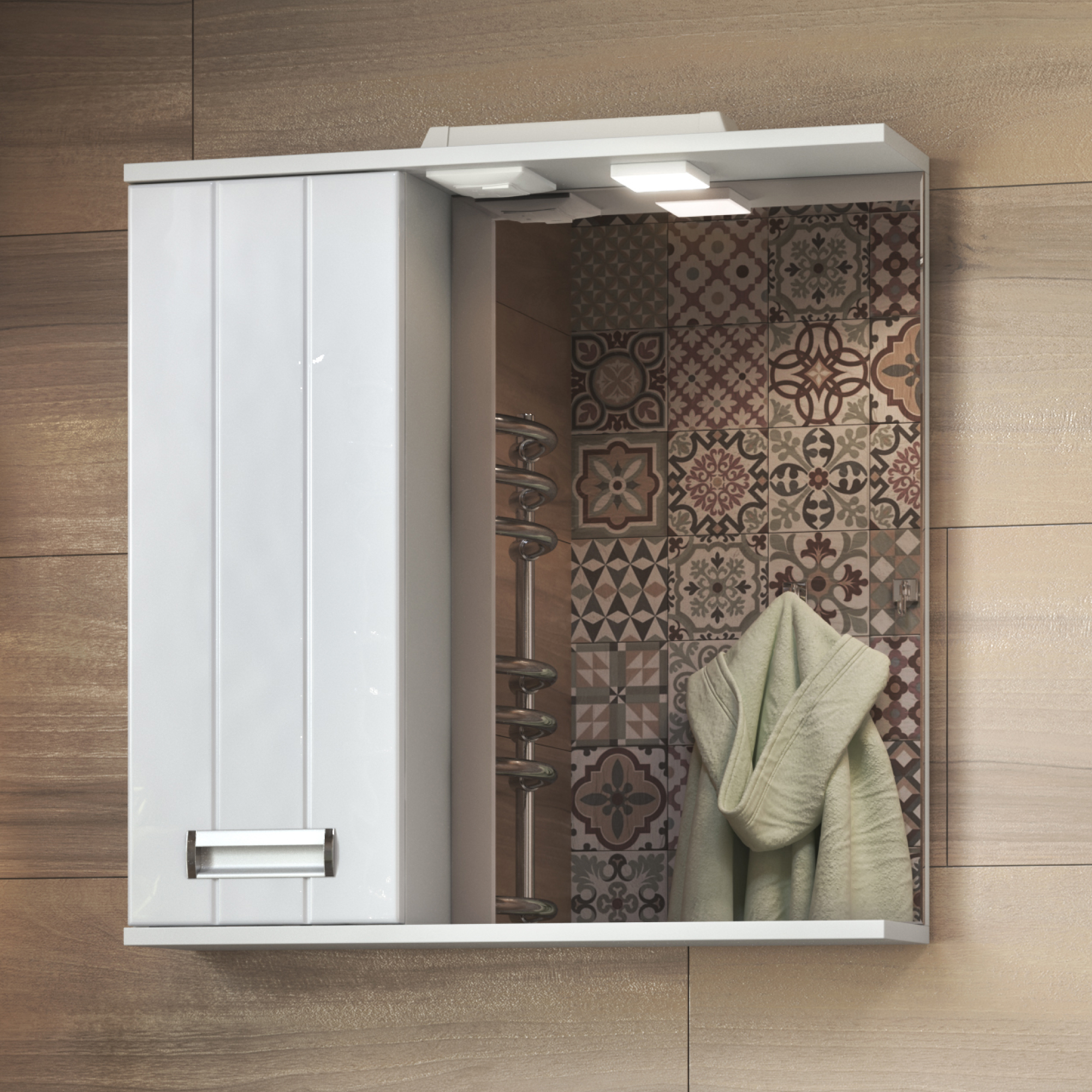 Шкаф VIGO навесной с зеркалом Diana 800 (левый) со спотом (z.DIA.80.L.El) - фото 2