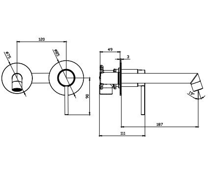 Смеситель для раковины DQ Stuttgart встраиваемый настенный хром (DA1774401) - фото 7