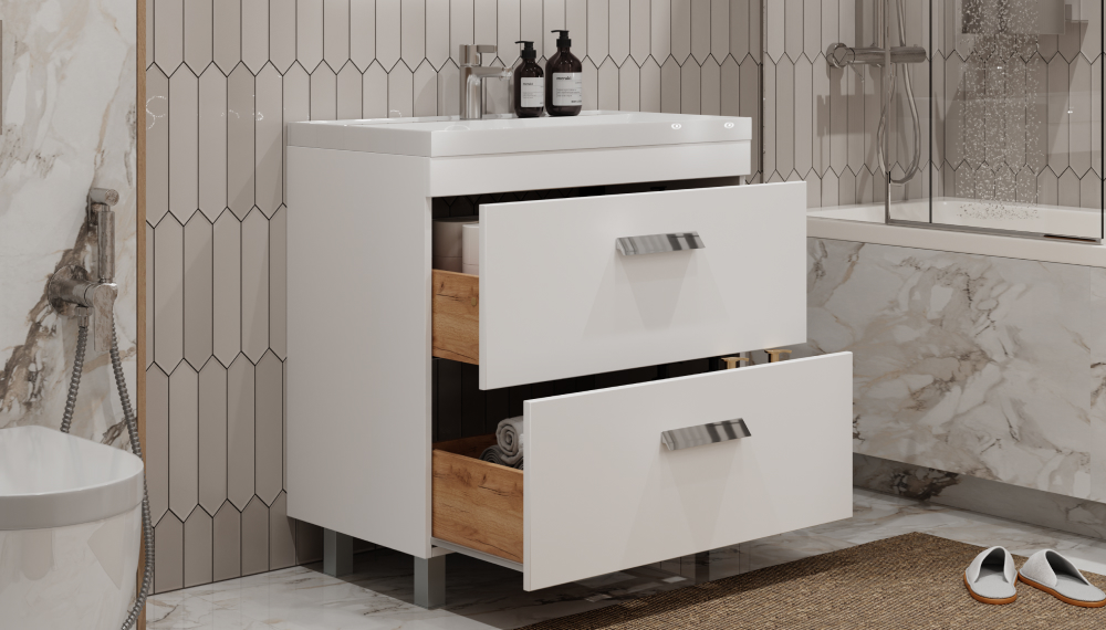 Тумба напольная Velvex Orlando 80 белый матовый под умывальник rkCla.80-81 (Classica 80) (tn.ORL.CLA.80.2Y белый матовый) - фото 4