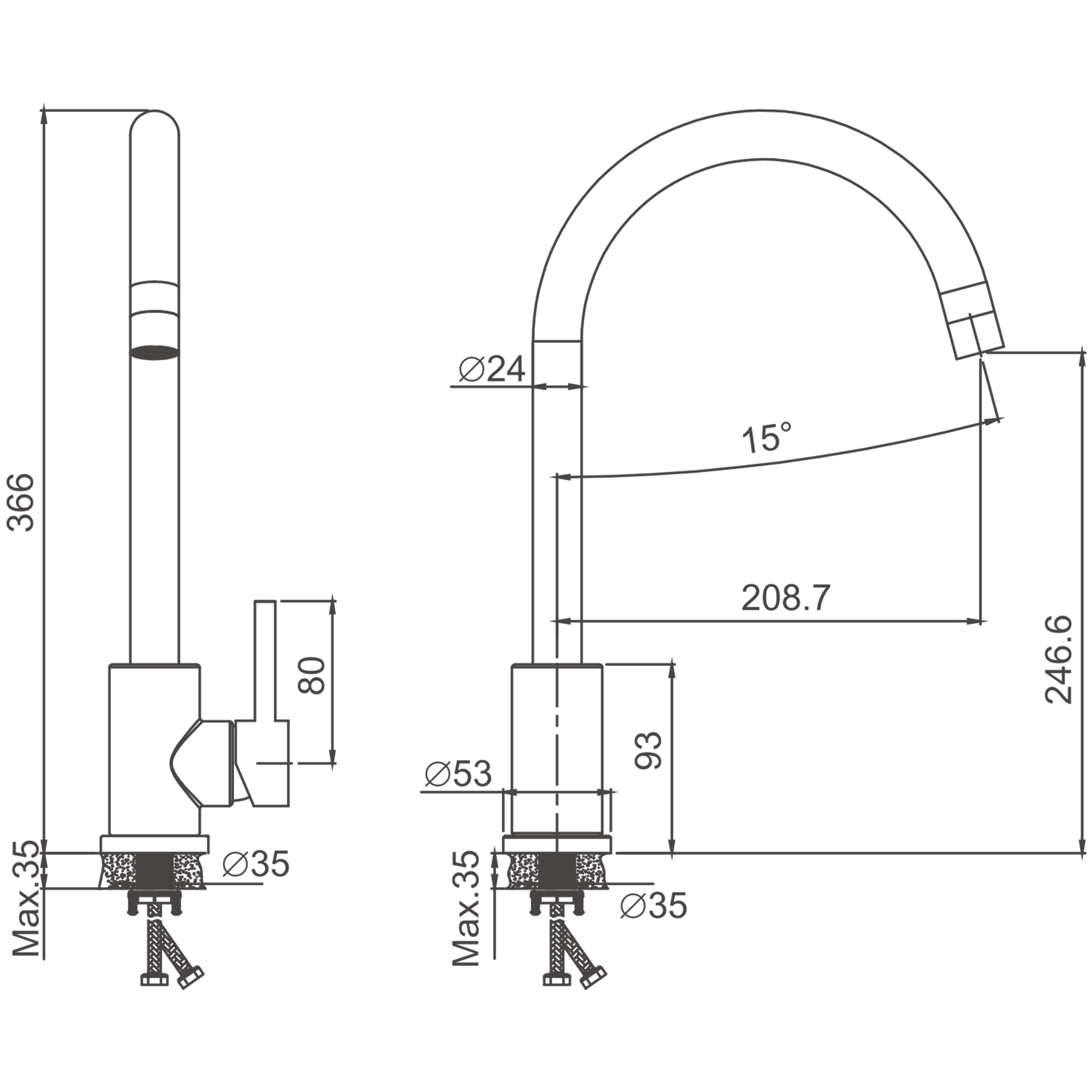 Смеситель для кухни BELZ золотой (B70810-5) - фото 2
