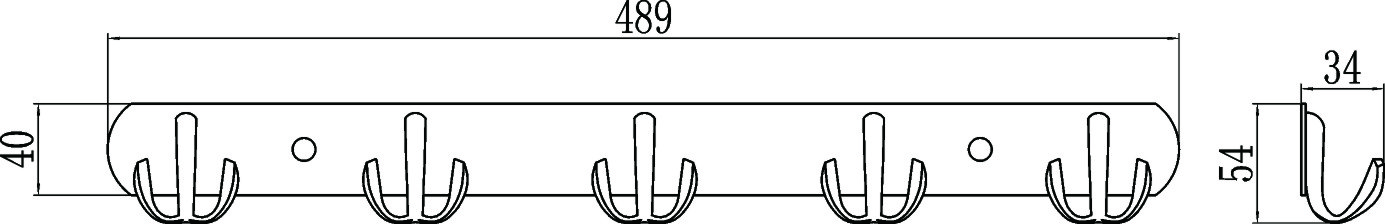 Планка с крючками (5 крючков) Savol (S-07205B) - фото 2