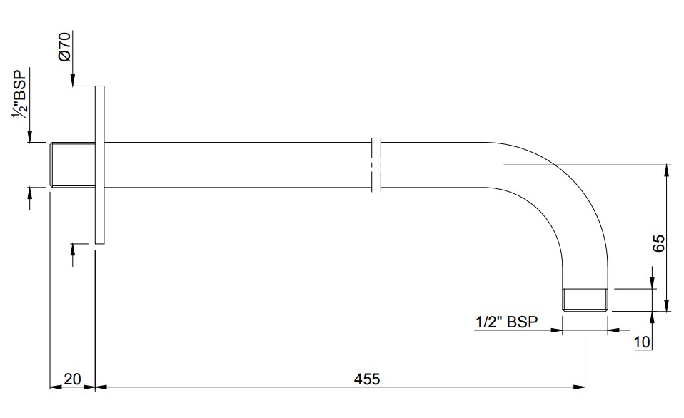 Кронштейн для верхнего душа Jaquar 455 мм, белый матовый (SHA-WHM-479L450) - фото 2