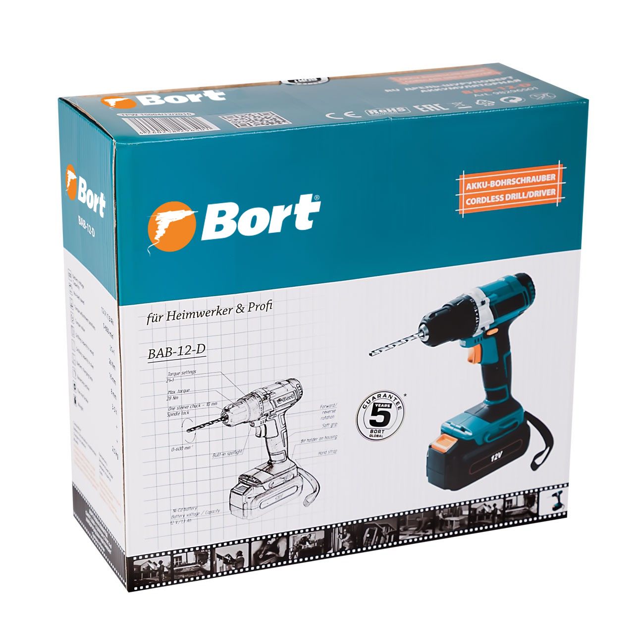 Дрель-шуруповерт аккумуляторная Bort BABort B-12-D (2x1,3А.ч) (98296501) Дрель-шуруповерт аккумуляторная Bort BABort B-12-D (2x1,3А.ч) (98296501) - фото 4