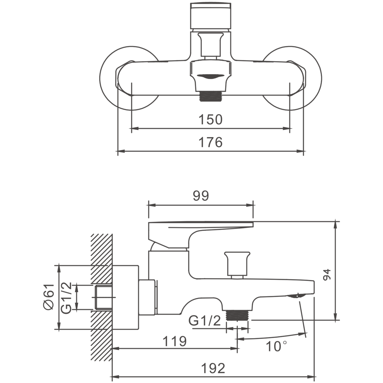 Смеситель для ванны BELZ хром (B61713) - фото 4