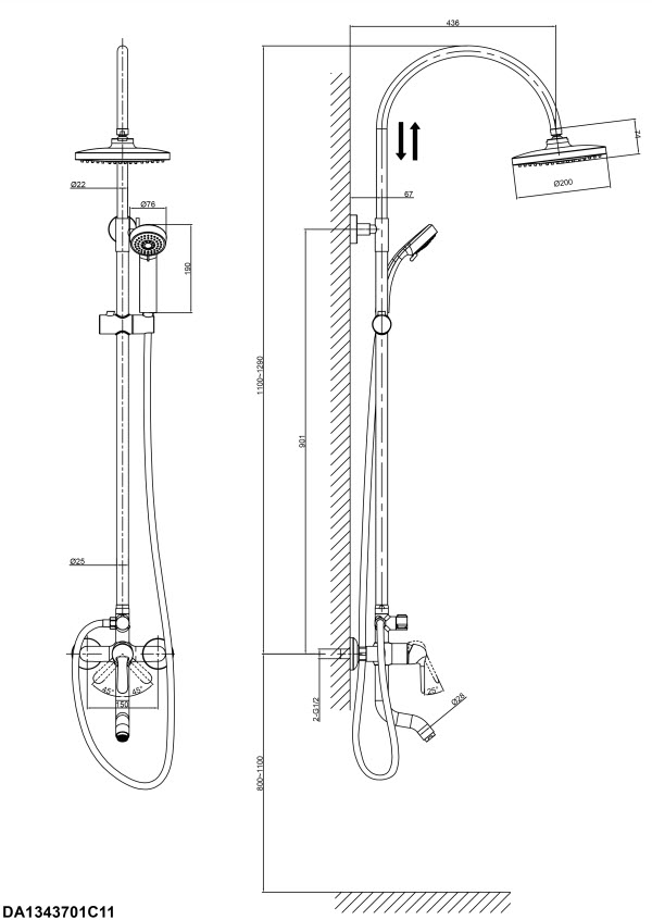 Комплект смесителей DK DA1343701С11,DA1342101 ( DA1340006SET) - фото 4