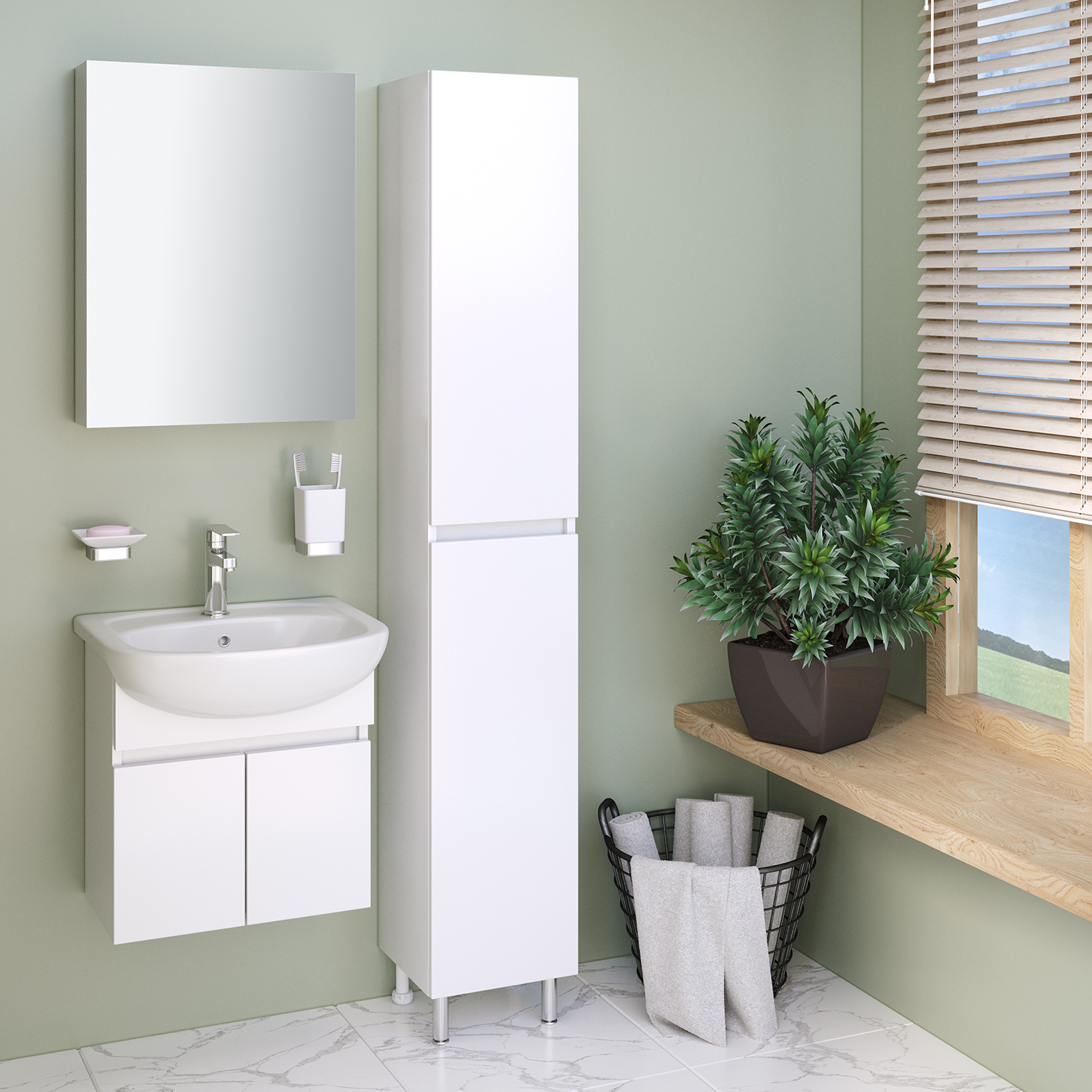 Тумба Runo Лада 50 подвесная белая под умывальник 00000000152 (Уют 50) (00-00001366) - фото 2