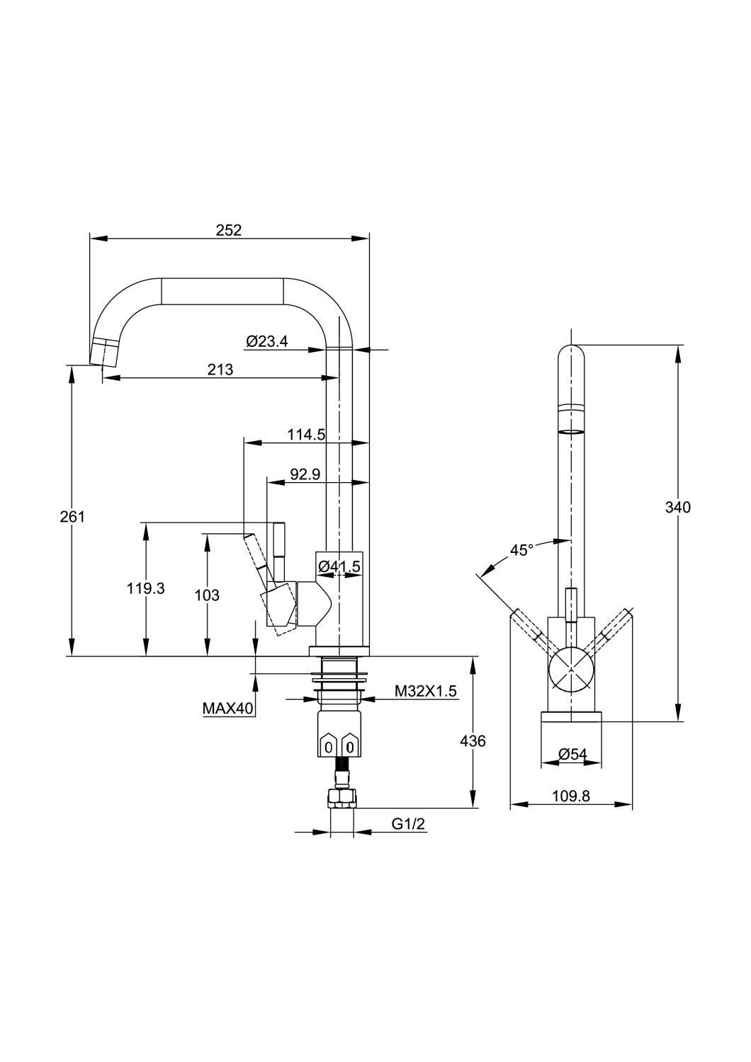Смеситель для кухни Cersanit COMO однорычажный с п-образным изливом черный (68246) - фото 3