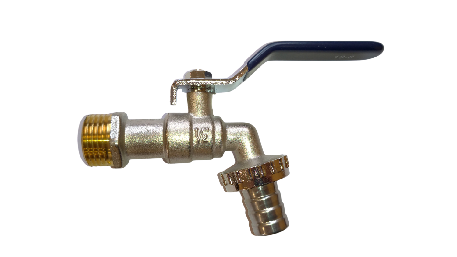 Кран шаровой со штуцером 1/2" VN-BN12 водоразборный никилированный ручка - фото 1