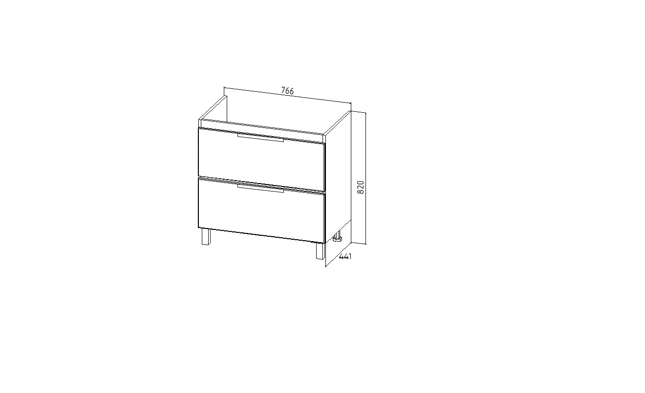 Тумба VIANT "Берлин" MODUO 80 2 ящика цемент 441х766х820 (VBER80MDC-T2Y) - фото 6