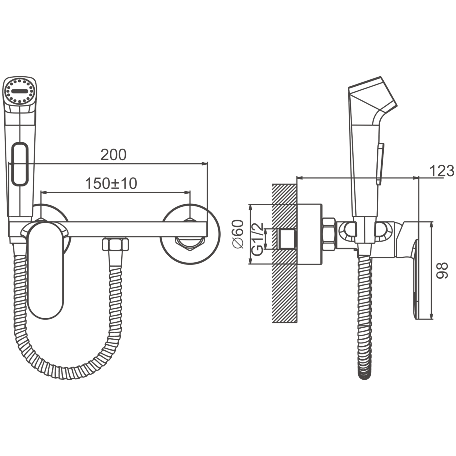 Гигиенический душ BELZ черный (B55645-7) - фото 2