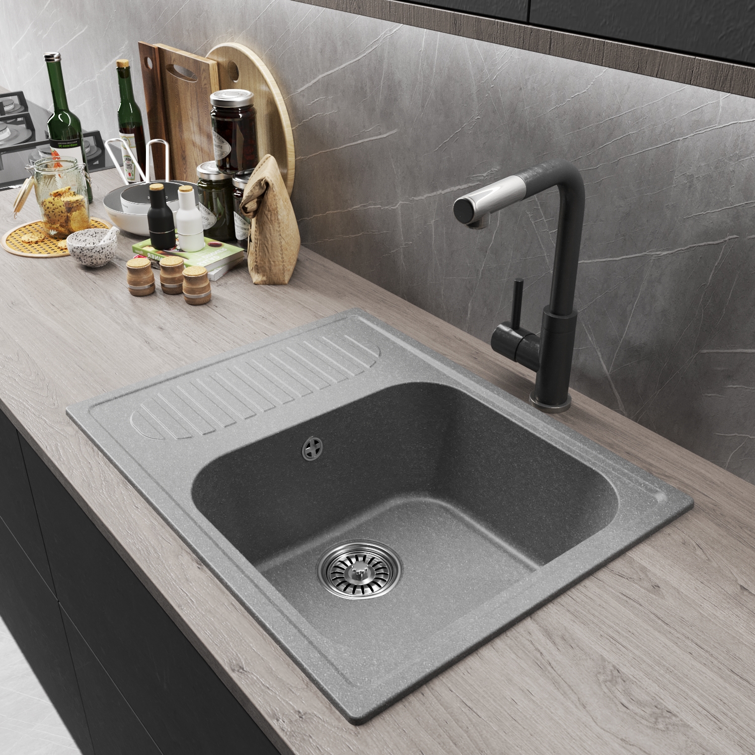 Мойка MIXLINE ML-GM18 с крылом графит (342) 640*490*190мм NEW (551976) Мойка MIXLINE ML-GM18 с крылом графит (342) 640*490*190мм NEW (551976) - фото 4