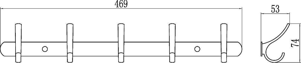Планка с крючками (5 крючков) Savol (S-004255) - фото 2